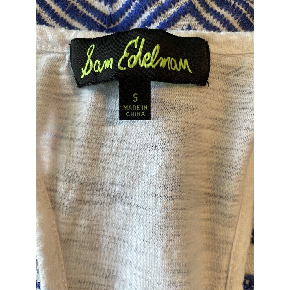 š Sam Edelman White & Blue Sleeveless Top ā Tulum Embroidered, Size Small - Picture 7 of 8